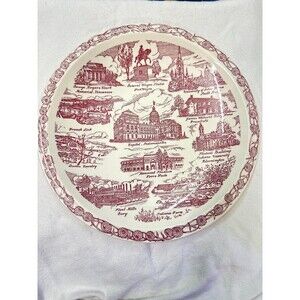Vtg Indiana Plate Vernon Kilns Wabash Song State Transferware USA Decor